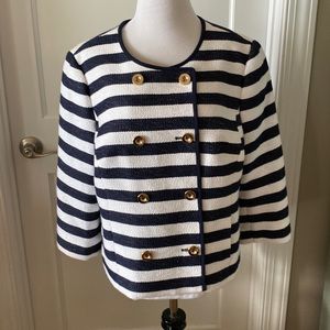 Woman’s Jones New York Signature Nautical striped double breasted Blazer.
